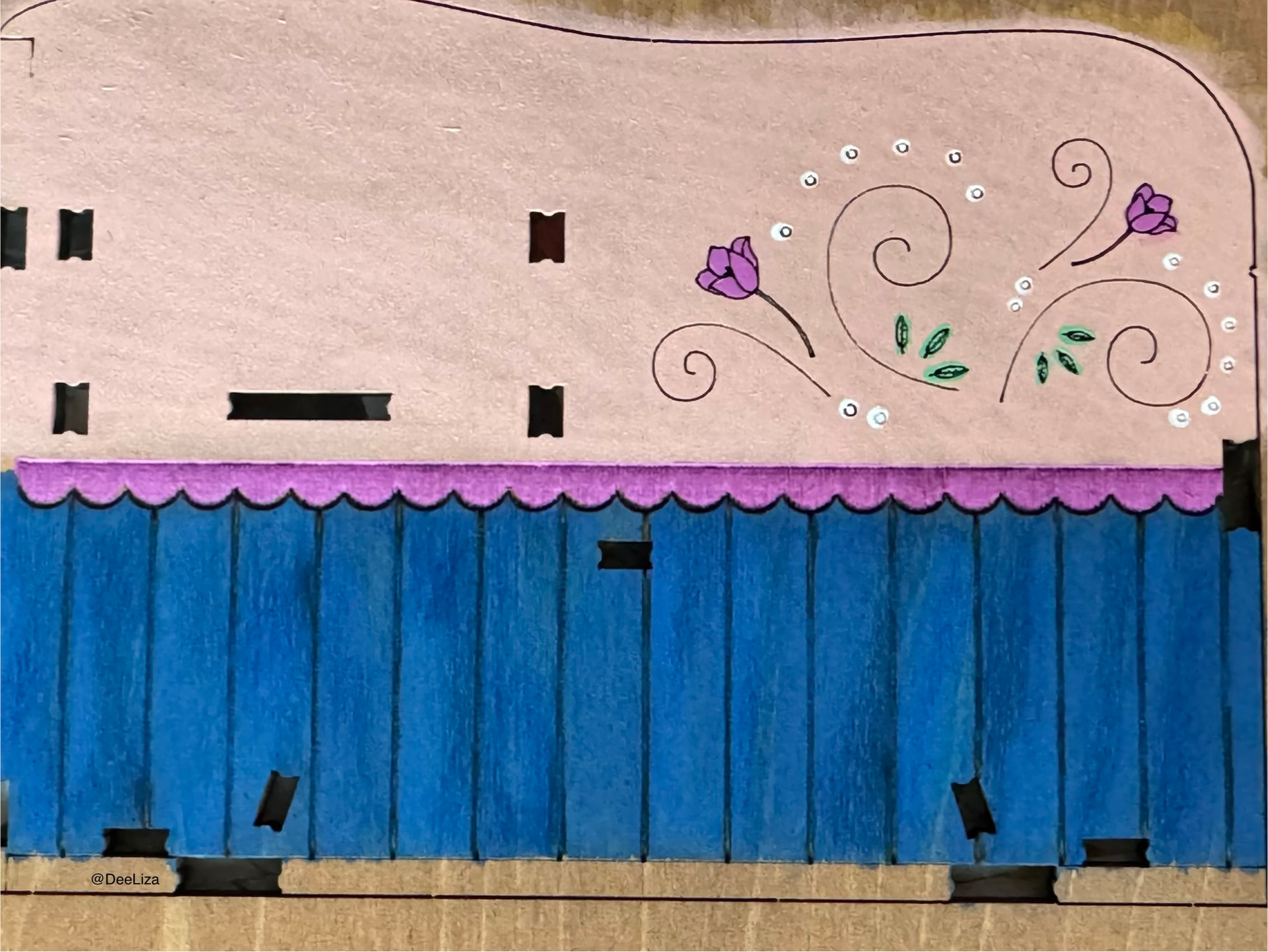 Painted layered wooden details on DeeLiza's Blossom Cart